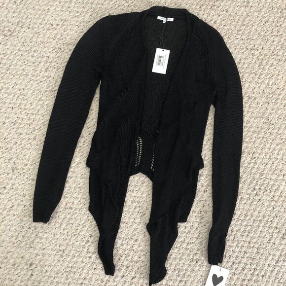 NWT Faith Connexion Paris Black Draped Cardigan Open Knit Size Large - Picture 10 of 10